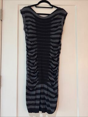 Ted Baker Black and Gray Striped Mini Dress